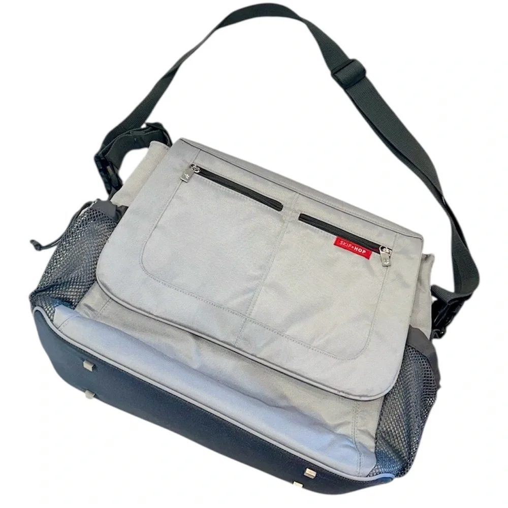Skip Hop Via Messenger Gray and Black Diaper Baby Bag